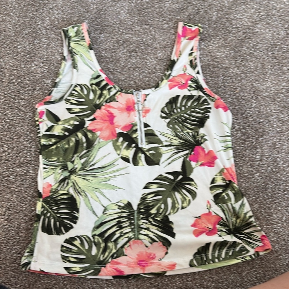tropical floral print tank top